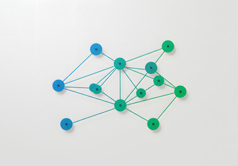 A network diagram with interconnected nodes, illustrating the concept of connectivity and the internet.
