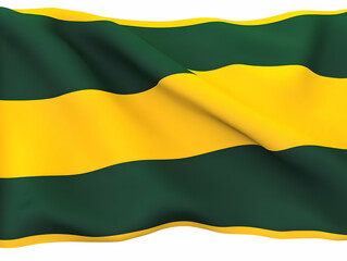 Realistic 3D Illustration Of A Waving Green And Yellow Striped Flag