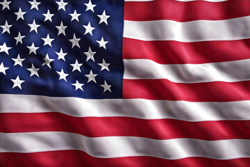 Realistic Image Of American Flag Waving With Blue Red And White
