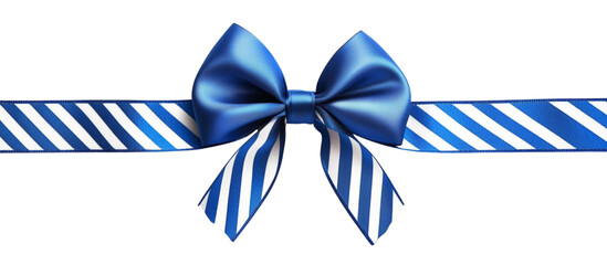 Obraz premium Blue bow, ribbon for gift box, on transparent background