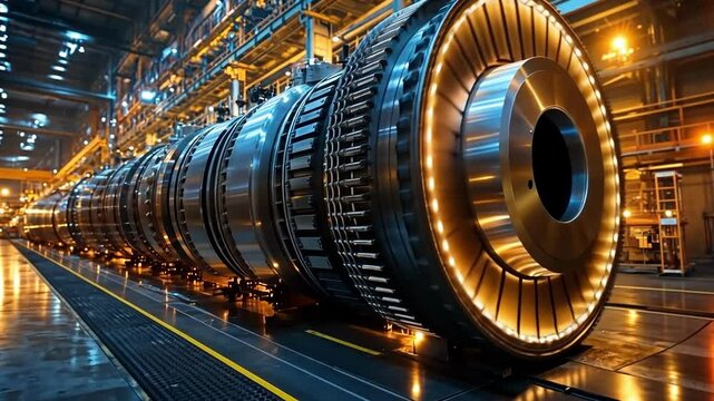 Advanced gas turbine assembly process in a modern industrial facility