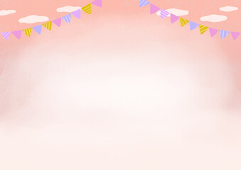 ピンク色の空とガーランドの背景