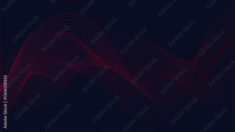Aufkleber Abstract digital wave of particles and lines. Futuristic Technology wave form design. Glowing energy waves with gradient. Neon Waves Background with energy light lines Flow. Particle technology concep