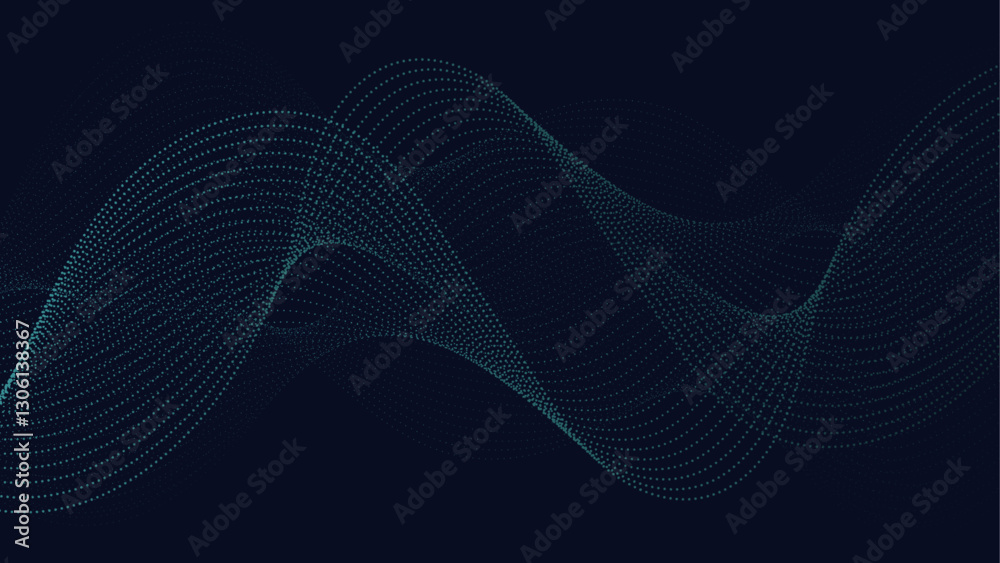 Poster Abstract digital wave of particles and lines. Futuristic Technology wave form design. Glowing energy waves with gradient. Neon Waves Background with energy light lines Flow. Particle technology concep