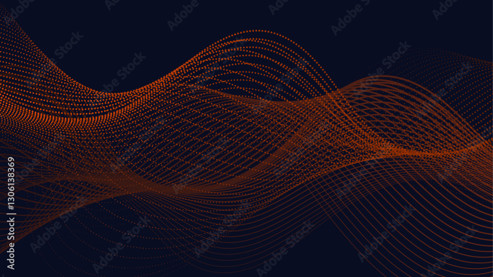 Poster Abstract digital wave of particles and lines. Futuristic Technology wave form design. Glowing energy waves with gradient. Neon Waves Background with energy light lines Flow. Particle technology concep