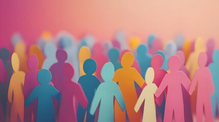 Colorful Community: A Diverse Crowd of Paper People