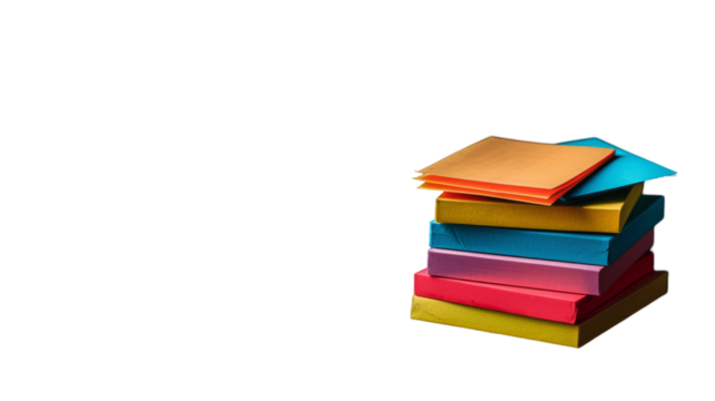 Colorful Files Stacked on white or transparent png