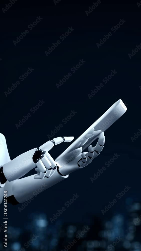 Poster ai robot huminoid uses cloud computing technology to store data on online server . futuristic concep