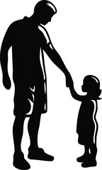 A Beautiful Parents and child silhouette vector illustration, Parents and child isolated line art vector icon design