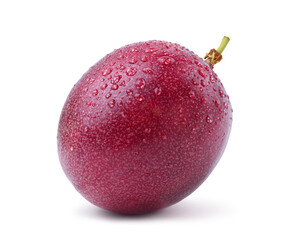 Passion fruit with water droplets isolated on white background. Clipping path.
