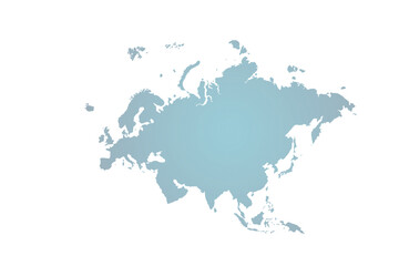 Map of Eurasia, sign silhouette. World Map Globe. Vector Illustration isolated on transparent background. Europe and Asia continent.