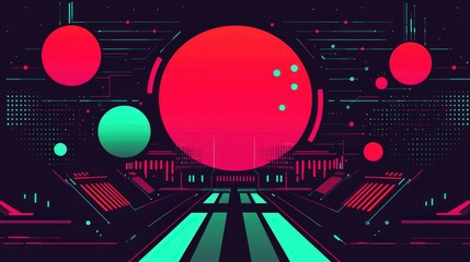 Obraz premium Abstract Futuristic Scene with Bright Colors and Shapes