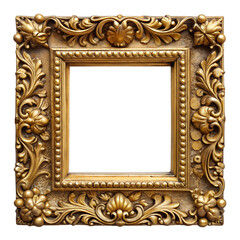 antique gold picture frame on white background 