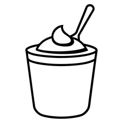 Yogurt line art on white background.