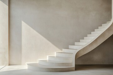 Curved Concrete Staircase Design Modern Architecture Interior Space Minimalist Environment Aesthetic Viewpoint