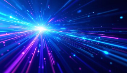 Fototapeta premium Neon Light Speed Tunnel: A Digital Journey Through Vibrant Colors
