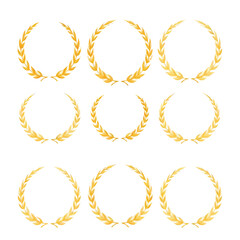 Fototapeta premium Wreath wheats ears icons and rice seed logo design elements set