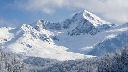 snow covered mountains. ai generated