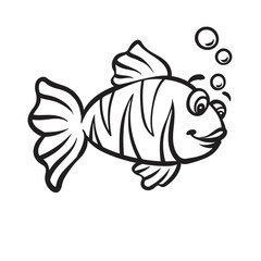 vector illustration of a fish. simple design. silhouette. black. you can give color you want. cartoon