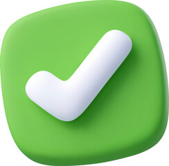 3d Vector A modern 3D checkmark icon on a green rounded square, symbolizing success, approval © Kannapat