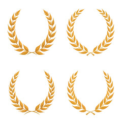 Wreath wheats ears icons and rice seed logo design elements set