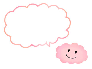 脳：元気な状態のピンクの脳と吹き出し