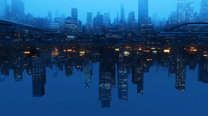 A parallel universe where an endless cityscape is illuminated only by glowing neon signs