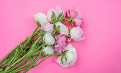 Pastel color fresh buttercups bouquet. Mother day gift. Spring, women day