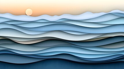 Obraz premium Serene Abstract Seascape with Gentle Waves and Soothing Tones at Sunset Reflected in Calming Ocean Surface