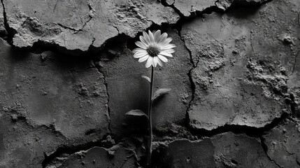 A flower growing from a crack in concrete Represents the ability to thrive and progress despite obstacles.