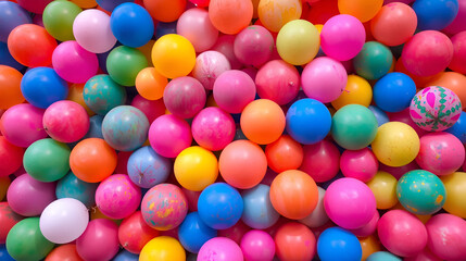 Obraz premium Colorful balloons stacked together in vibrant celebration for Holi festival festivities