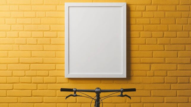 Stylish bicycle propped against a colorful yellow brick wall showcasing an artistic urban setting with vibrant colors