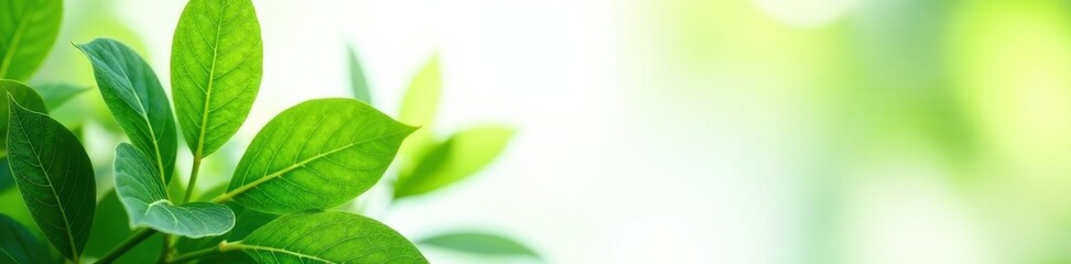 Obraz premium Vibrant green leaves, crisp detail, white backdrop, background, element, growth