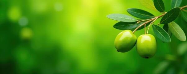 Vibrant green olives & leaves on lush background, plant, background, image
