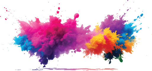 "Rainbow Watercolor Explosion: A Bold Combination of Bright Brush Strokes, Splatter, and Stains in Vibrant, Aquarelle Colors, Carefully Set Against a White Background for a Trendy, Contemporary Look"
