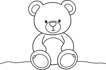 One continuous line illustration of bear soft toy. Continuous line drawing of teddy bear. Vector.