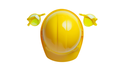 Yellow Hard Hat Safety Gear for Top View.