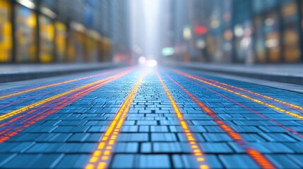 Cyber Cityscape: Seamless Fusion of Urban Life and Digital Code on City Street