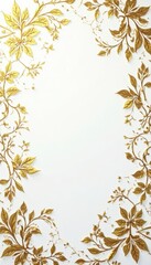 White background with gold embossed floral pattern, opulent, surface