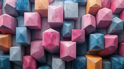 Abstract pastel cubes subtly textured create a calming visual aesthetic. AI Generated