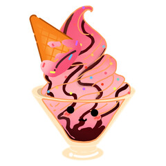 Chocolate and strawberry ice cream