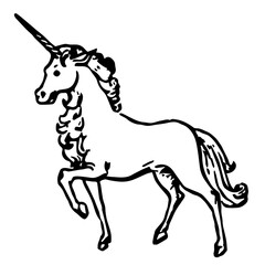 Unicorn, Vintage Style Vector Illustration