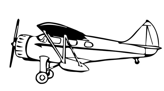 Biplane Airplane, Vintage Style Vector Illustration