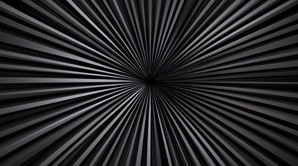 Fototapeta premium The image contains a radial pattern of dark gray, almost black, lines converging towards a central black point, creating a 3D effect resembling a tunnel or vortex.