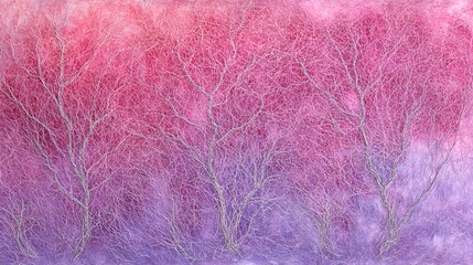 Fototapeta premium Abstract Pink Purple Watercolor Treescape Art
