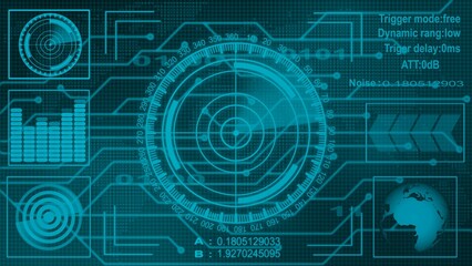 Radar screen illustration on technology background.