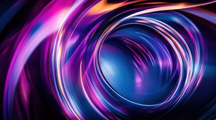 Abstract swirling neon vortex, digital art, dark background, website header