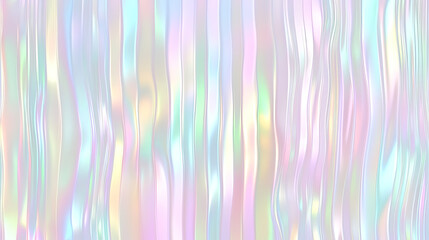 A seamless iridescent rainbow texture with a corrugated ribbed glass effect. The frosted window-like pattern in soft pastel holographic tones is enhanced by a pearlescent foil finish