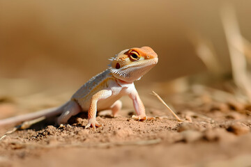 Detailed Photo Of A Desert Lizard In Brown And Orange With Macro