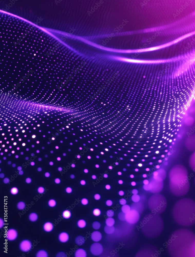 Aufkleber abstract purple wave pattern with glowing dots creating a dynamic visual effect in a digital space r